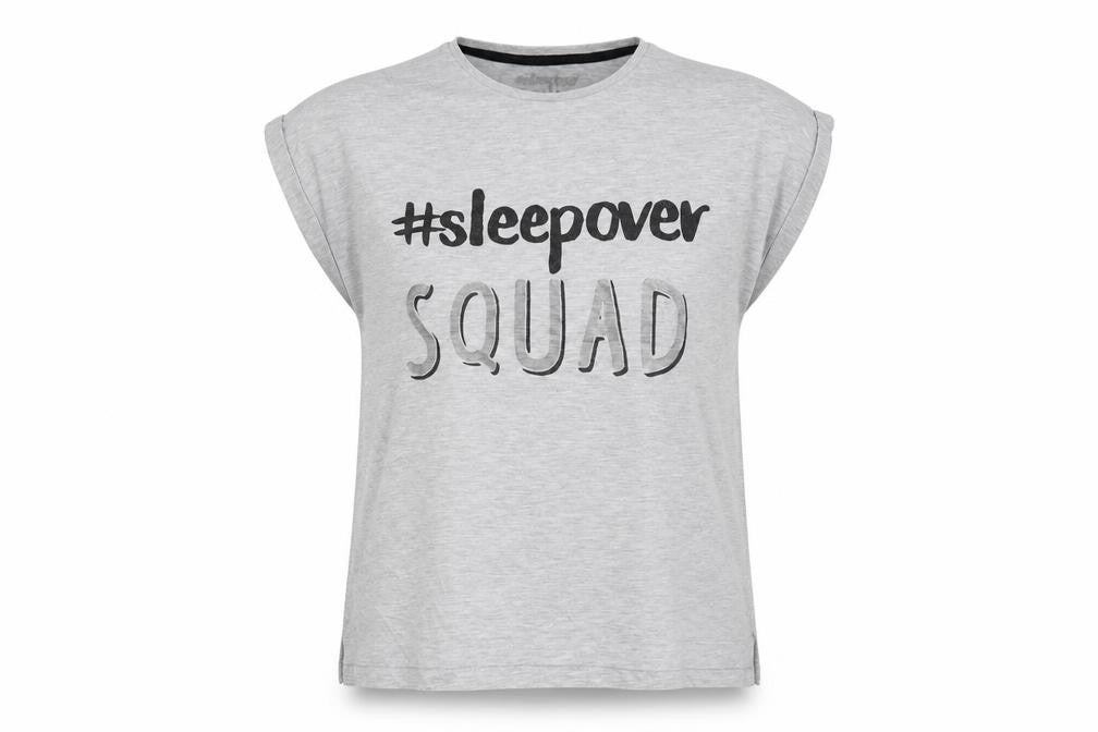 Front view of Matalan girls’ grey solid top pyjama top, size 14, years
