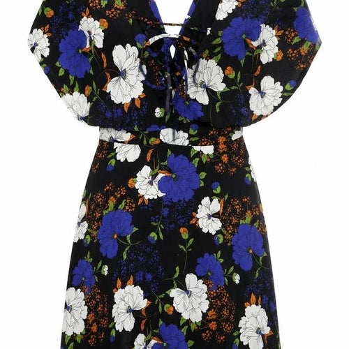 Boohoo Womens Black Floral  Fit & Flare  Size 10