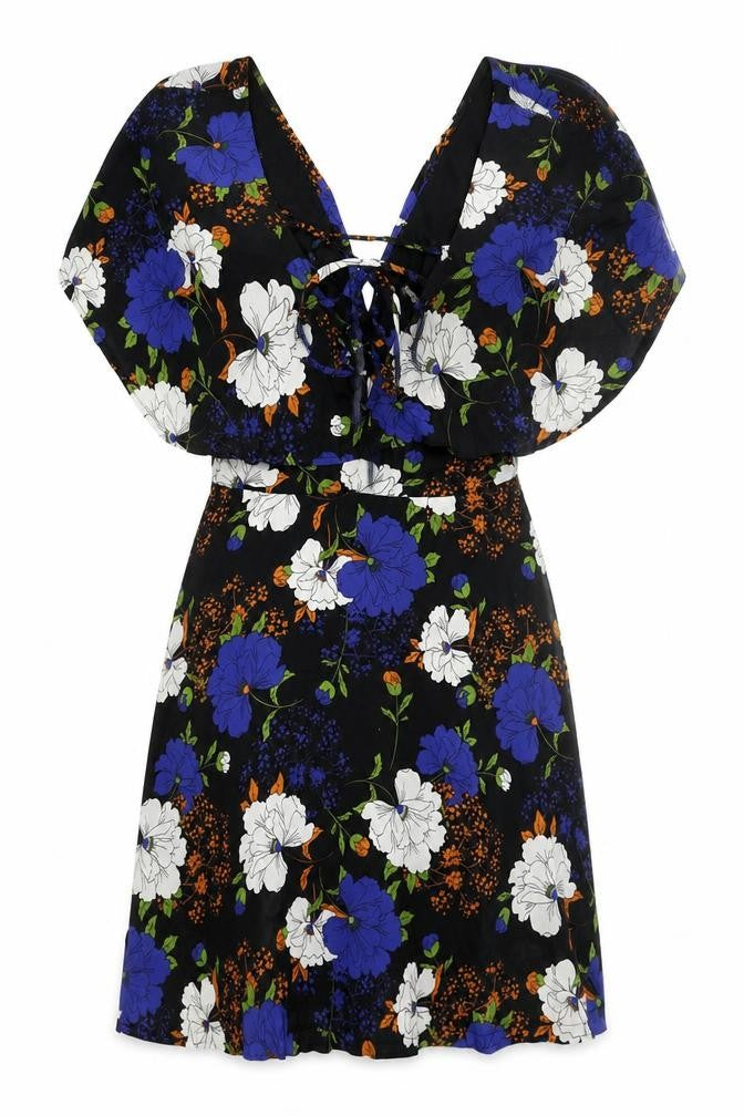 Boohoo Womens Black Floral  Fit & Flare  Size 10