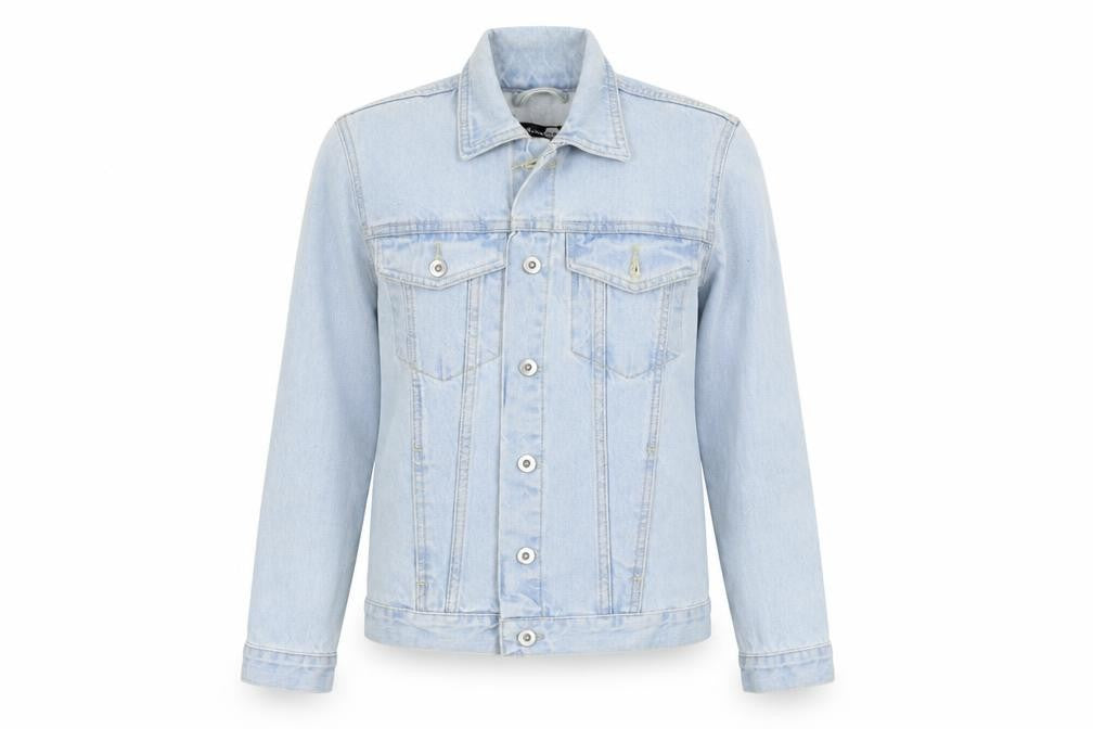 Front view of Boohoo women’s blue denim jacket, size UK 6
