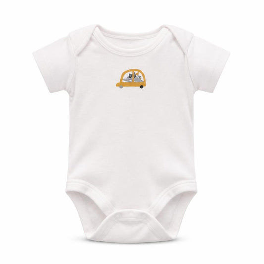 Front view of Tu boys’ multicoloured geometric babygrow one-piece size newborn
