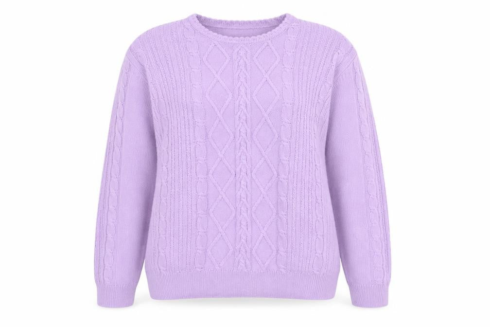 Front view of ISLE women’s purple pullover sweatshirt, size M