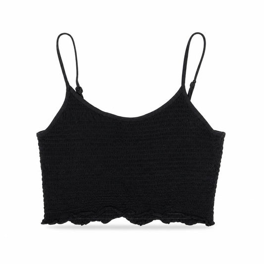 Front view of ASOS women’s black basic t-shirt, size UK 10
