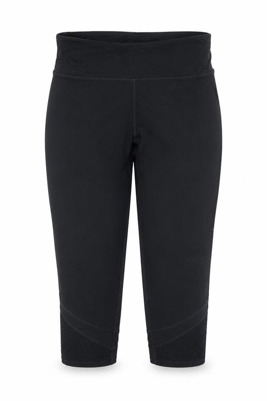 Front view of Tuff women’s black cropped leggings, size L, 20-inch leg