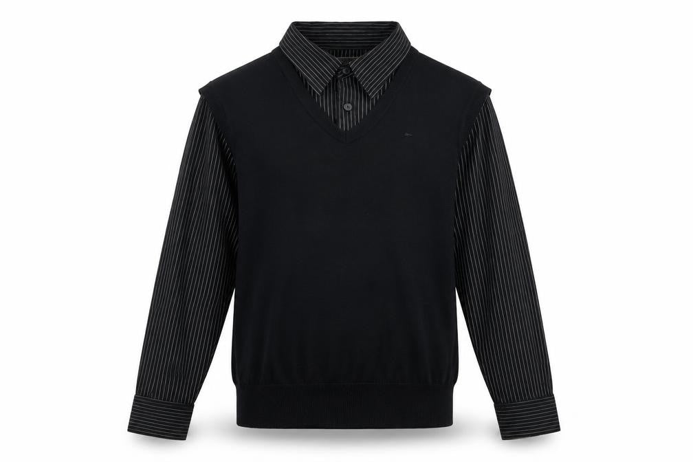 Front view of Preworn men’s black jumper, size M