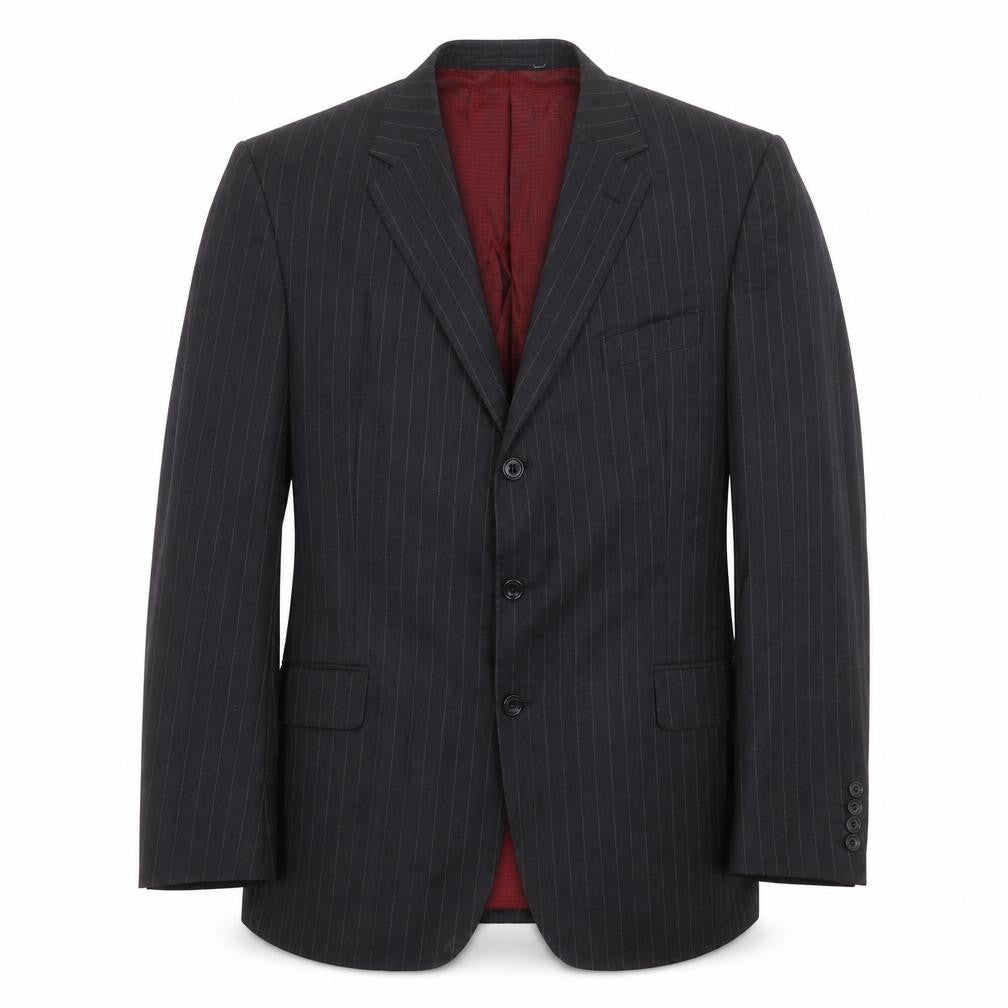 Front view of Marks & Spencer men’s grey striped jacket suit jacket, size 44