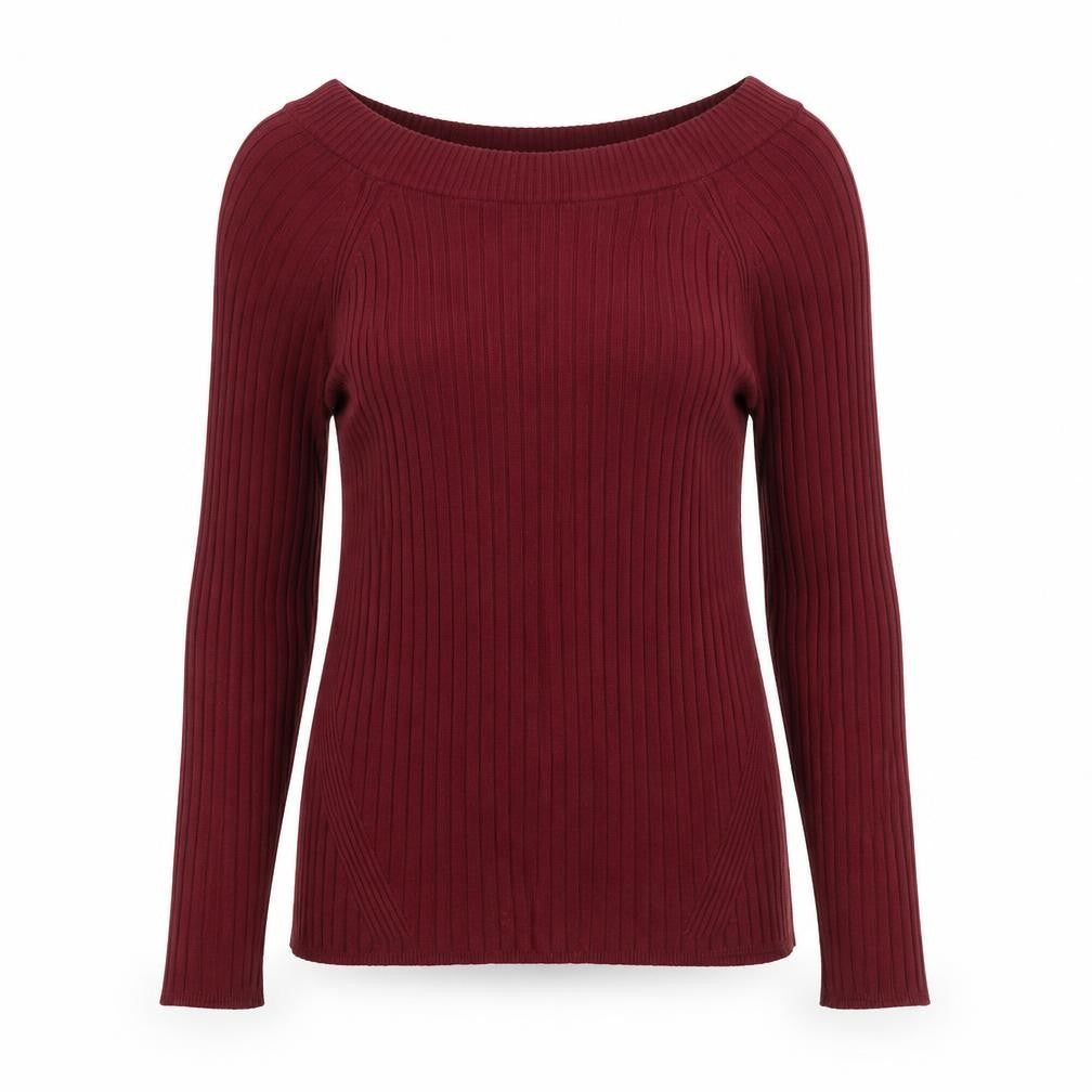 Marks and Spencer Womens Red Striped Knit Pullover Jumper Size 12  - burgundy