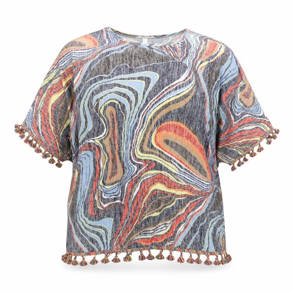 Front view of Apricot women’s multicoloured geometric knit jumper, size S