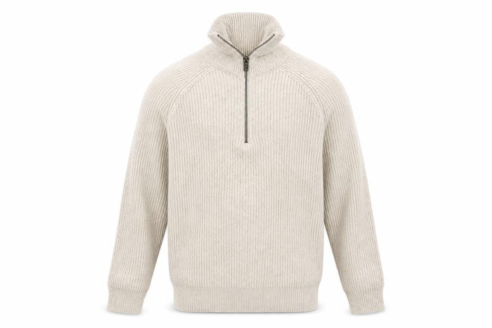Front view of George men’s beige pullover sweatshirt, size M