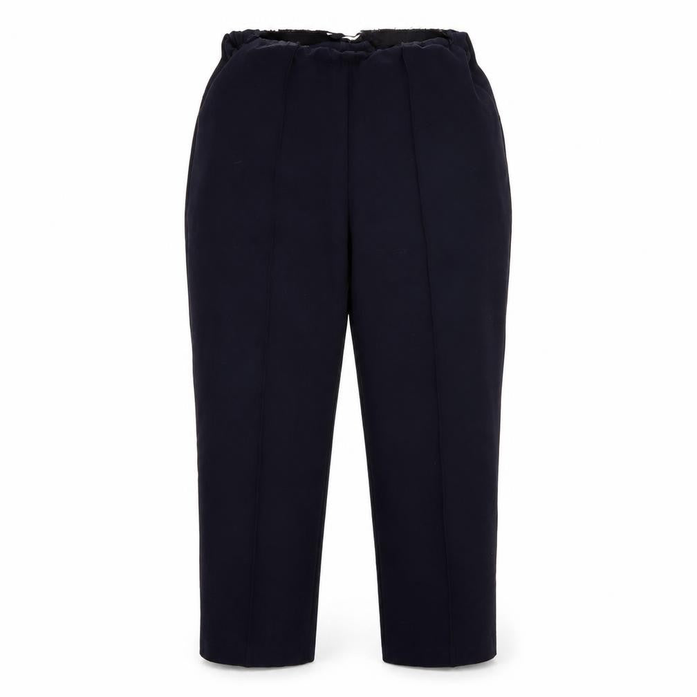 Front view of Bonmarché women’s blue trousers, size UK 16, 30-inch leg
