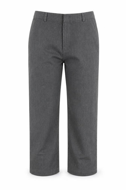 Front view of BHS boys’ grey capri trousers, size 10, years