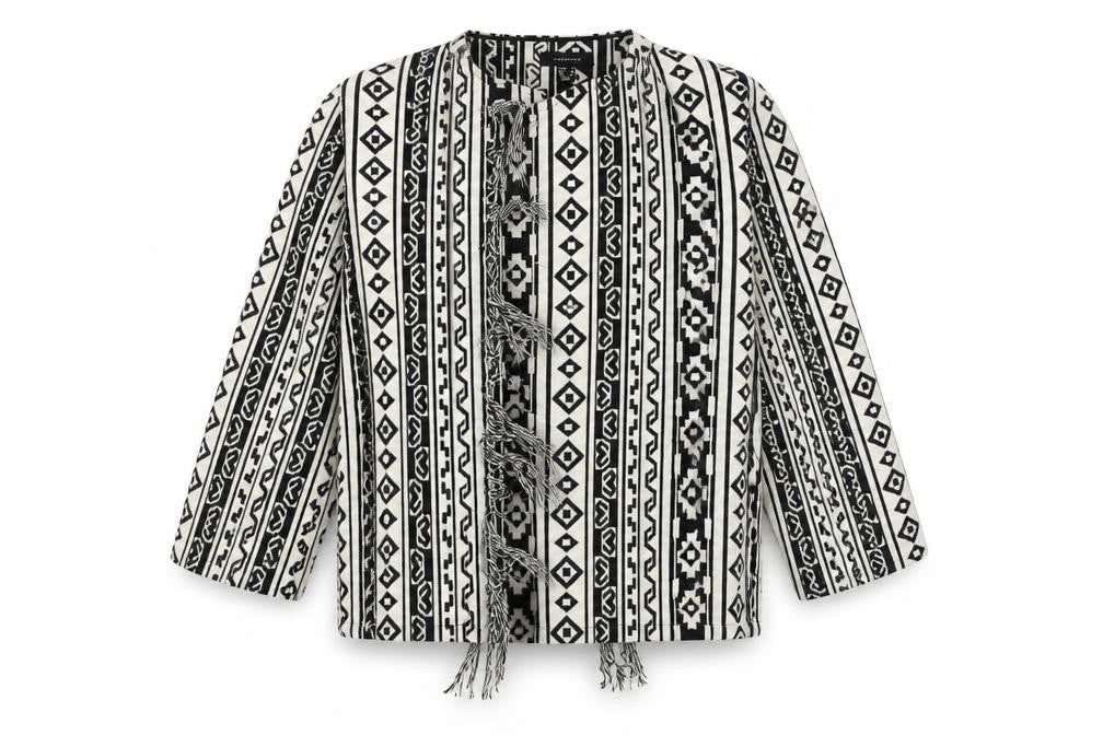 Front view of Atmosphere women’s white geometric cardigan jumper, size UK 16