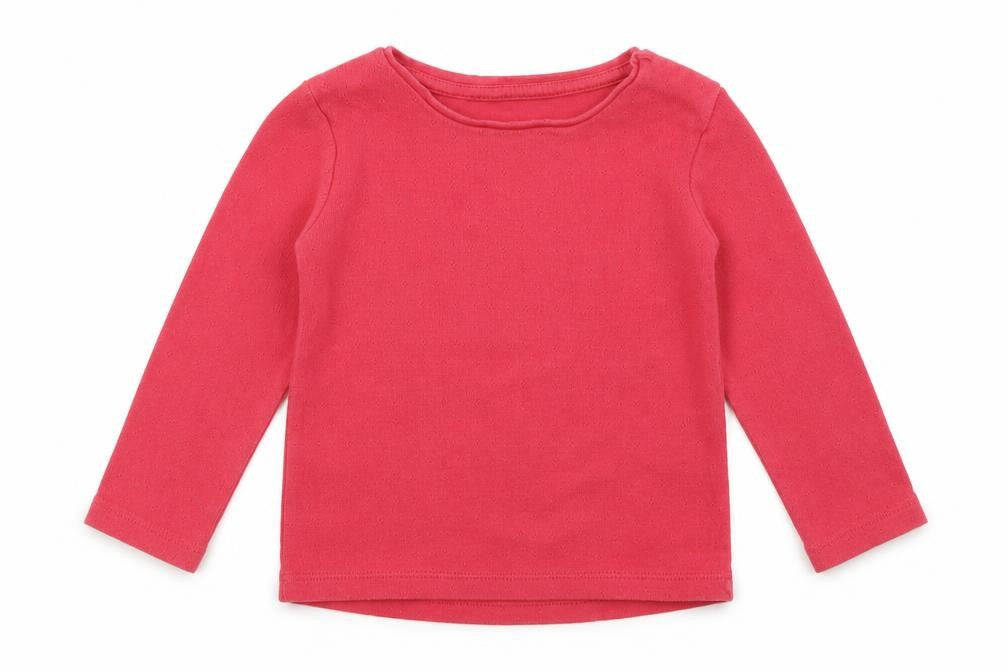 Front view of F&F girls’ pink basic t-shirt, size 9-12, months