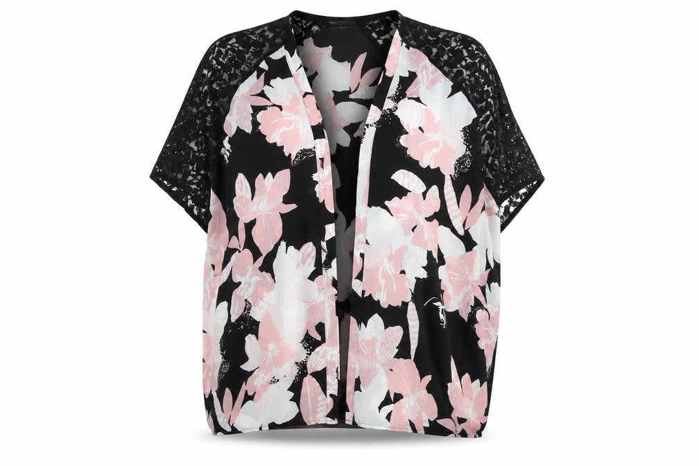 Papaya Womens Black Floral  Cardigan Jumper Size 12