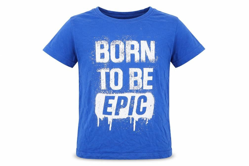 Front view of Primark boys’ blue basic t-shirt, size 5-6, years