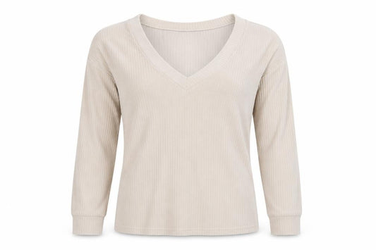 Front view of ASOS women’s beige jumper, size UK 12