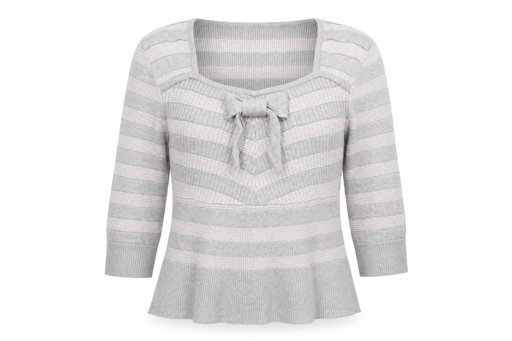 Front view of Kaliko women’s grey striped jumper, size UK 16