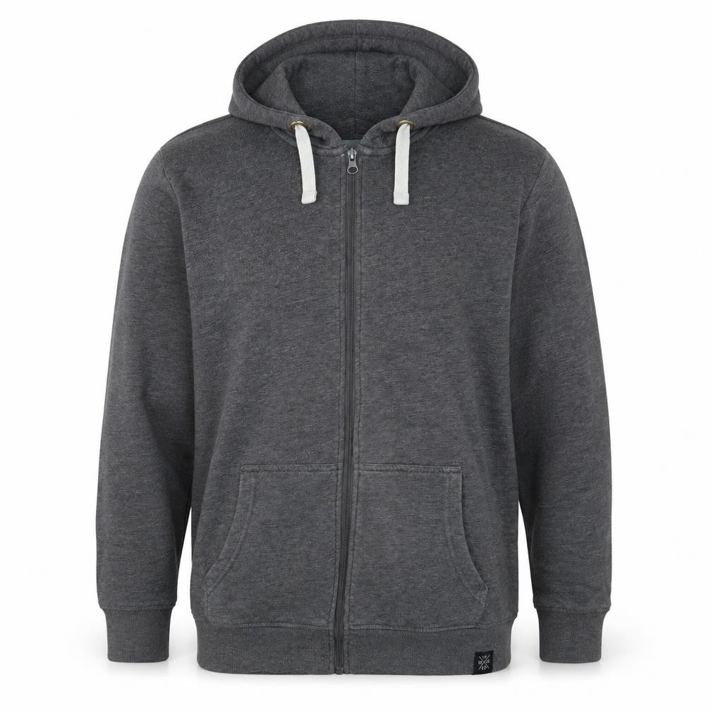 Front view of Avenue men’s grey rayon jacket coat, size L