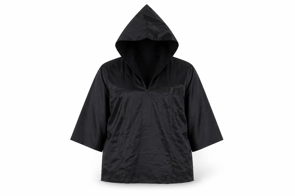 Front view of Hinnawi women’s black jacket, size UK 16