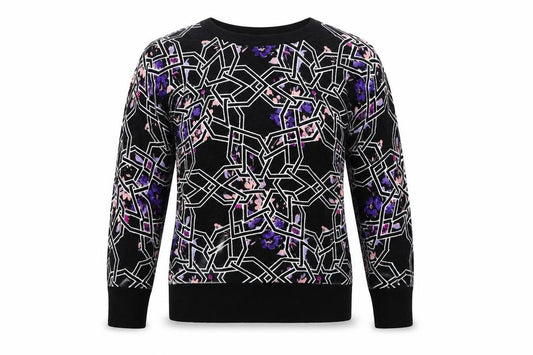 Front view of Principles women’s black geometric jumper, size UK 10