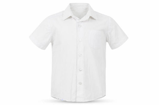 Front view of George boys’ white basic button-up, size 3-4, years