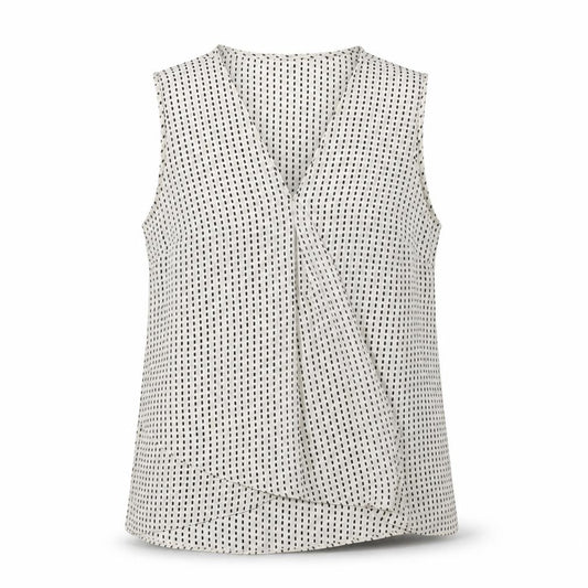 Front view of Debenhams women’s white geometric basic blouse, size UK 10