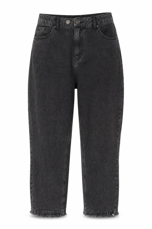 Front view of Missguided women’s grey cropped jeans, size UK 10, 26-inch leg