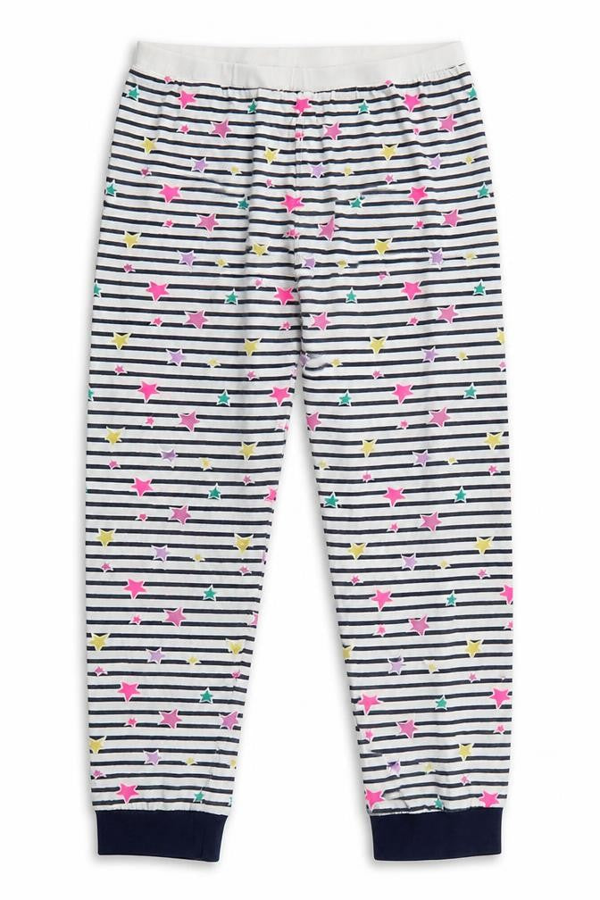 Front view of Matalan girls’ multicoloured striped pyjama pants, size 12, years