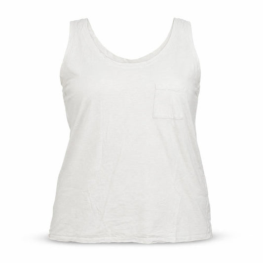 Front view of Papaya women’s white basic tank, size UK 14