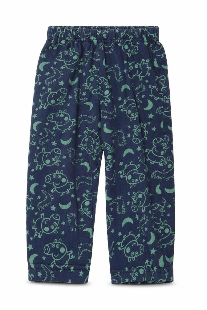 Front view of Preworn Baby Blue Solid Pyjama Pants, size 18-24, Months - Peppa Pig George Dinosaur