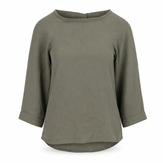 Front view of Atmosphere women’s green basic blouse, size UK 6