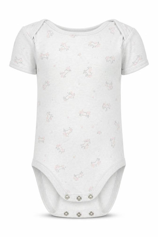 Front view of George girls’ grey geometric babygrow one-piece, size 12-18, months