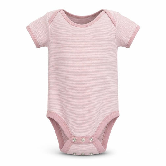Front view of George boys’ purple striped babygrow one-piece, size 18-24, months