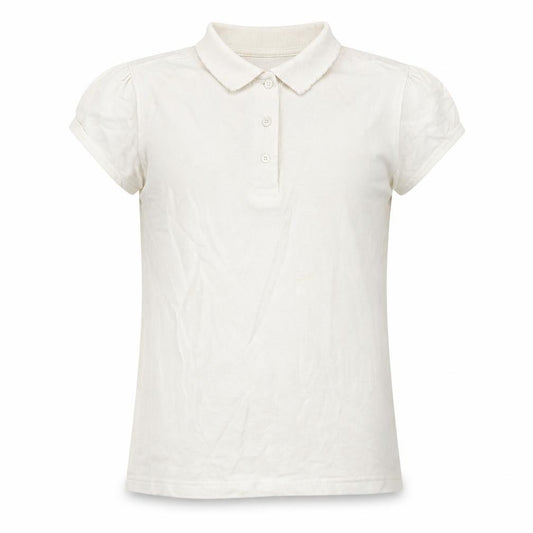 Front view of George girls’ white basic polo, size 11-12, years