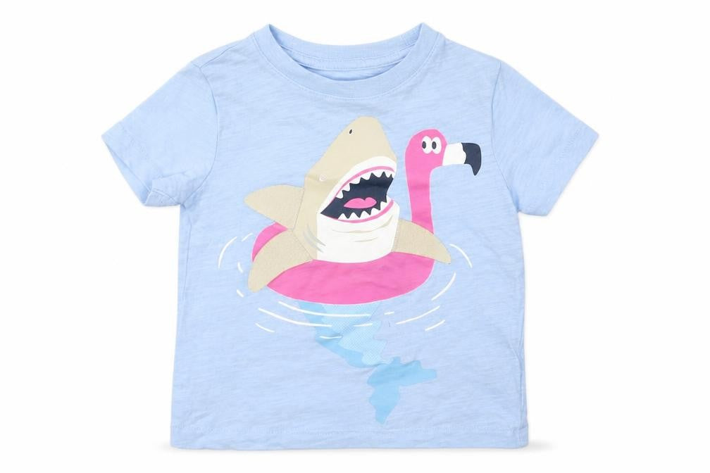 Front view of Gap girls’ blue basic t-shirt, size 18-24, months