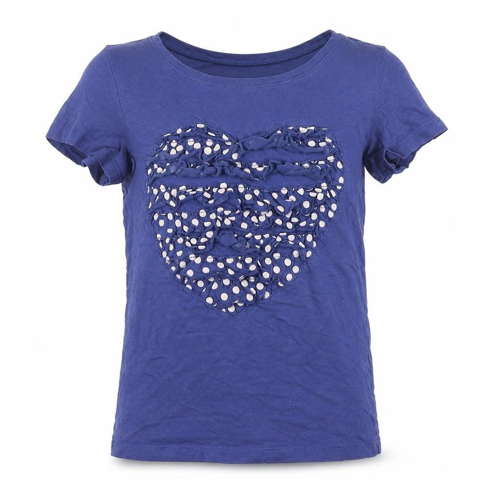 Front view of H&M girls’ blue basic t-shirt, size 11, years