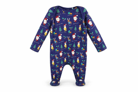 Front view of Mini Club Baby Blue Geometric Babygrow One-Piece, size 3-6, Months