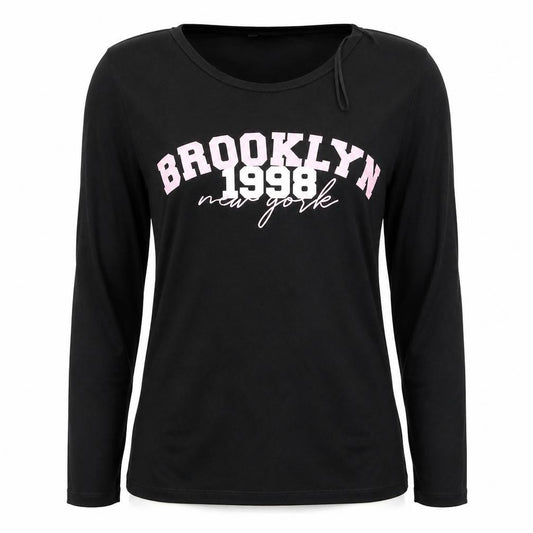 Front view of Select women’s black basic t-shirt, size M