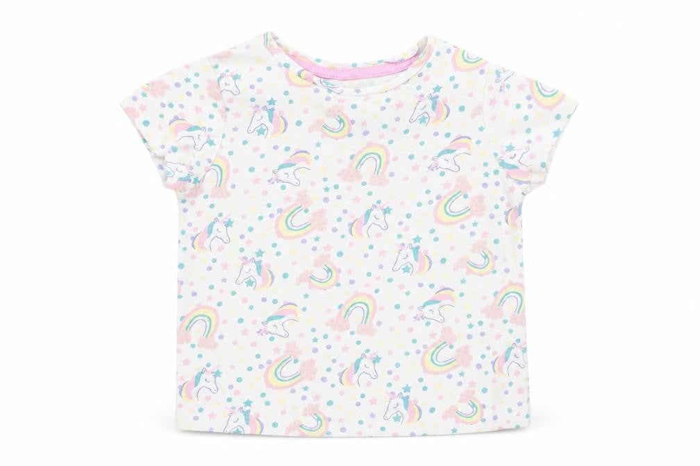 pep and co Girls White Animal Print  Basic T-Shirt Size 3-4 Years