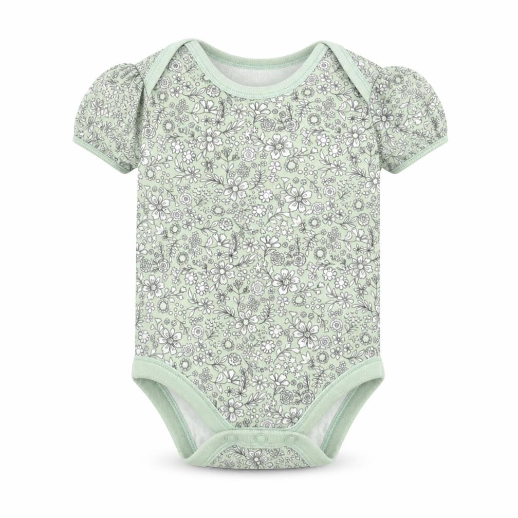 Nutmeg Girls Green Floral  Babygrow One-Piece Size 0-3 Months
