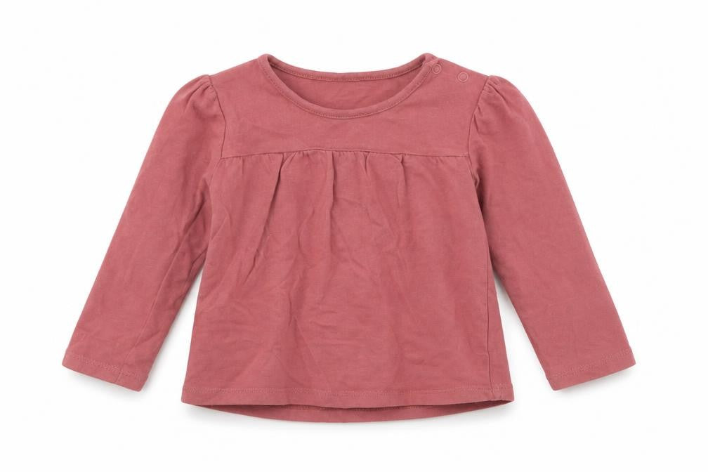 Front view of Tu girls’ red basic t-shirt, size 12, months