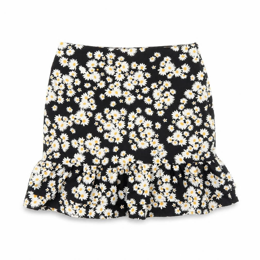 Mini velvet Womens Black Floral  Mini Skirt Size 6