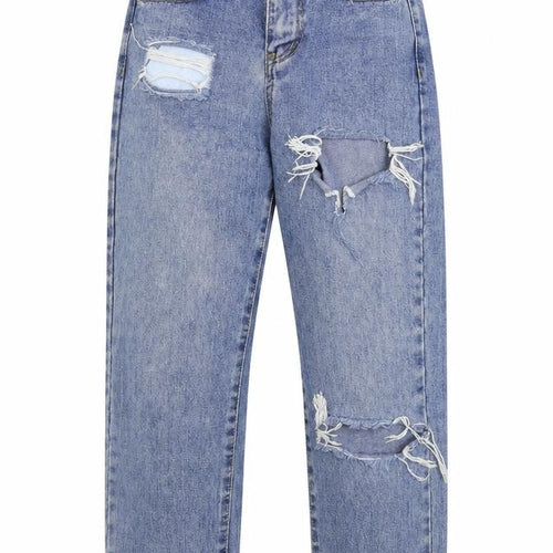 Preworn Girls Blue  Denim Straight Jeans Size L - Distressed