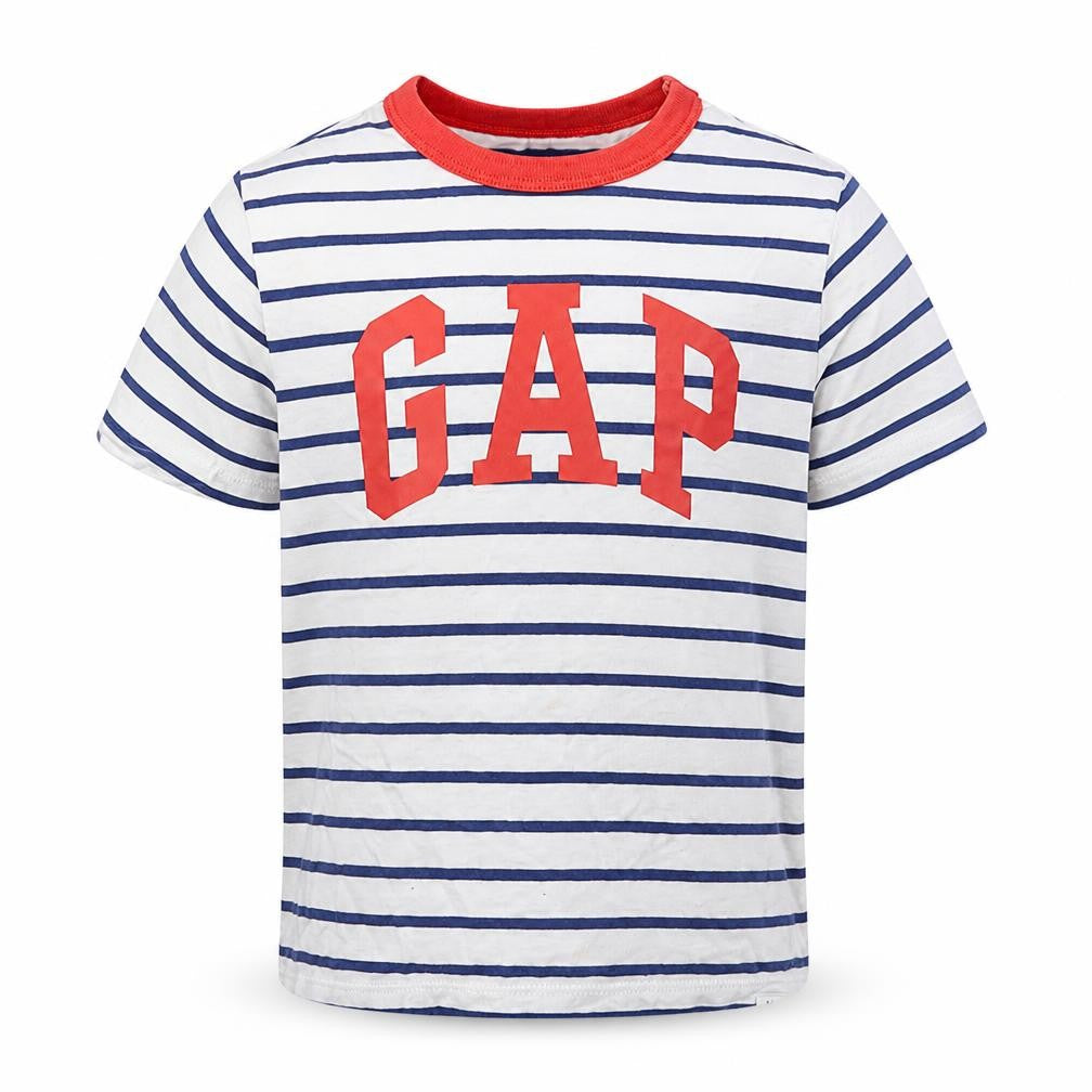 Front view of Gap Baby White Striped Basic T-Shirt, size 24, Months