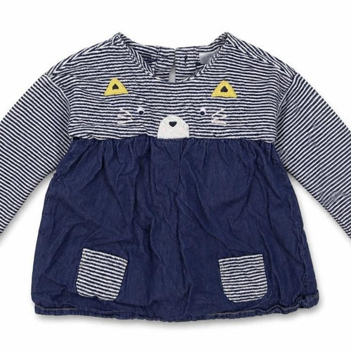 NEXT Girls Blue Striped  Fit & Flare  Size 12-18 Months