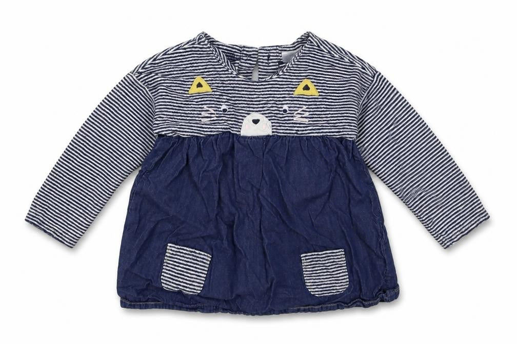 NEXT Girls Blue Striped  Fit & Flare  Size 12-18 Months