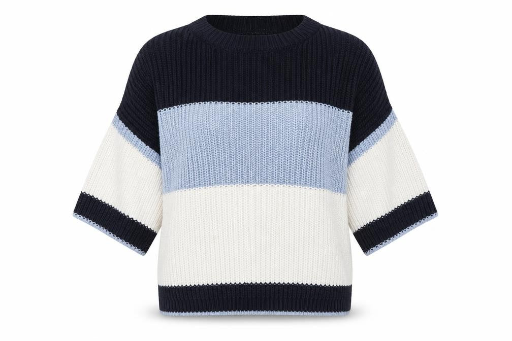 Front view of Marks & Spencer women’s multicoloured striped jumper, size L