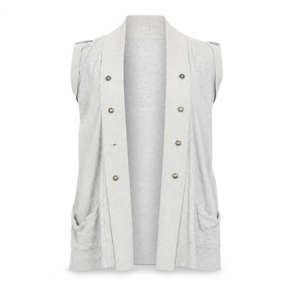 Front view of River Island women’s grey cardigan jumper, size UK 10