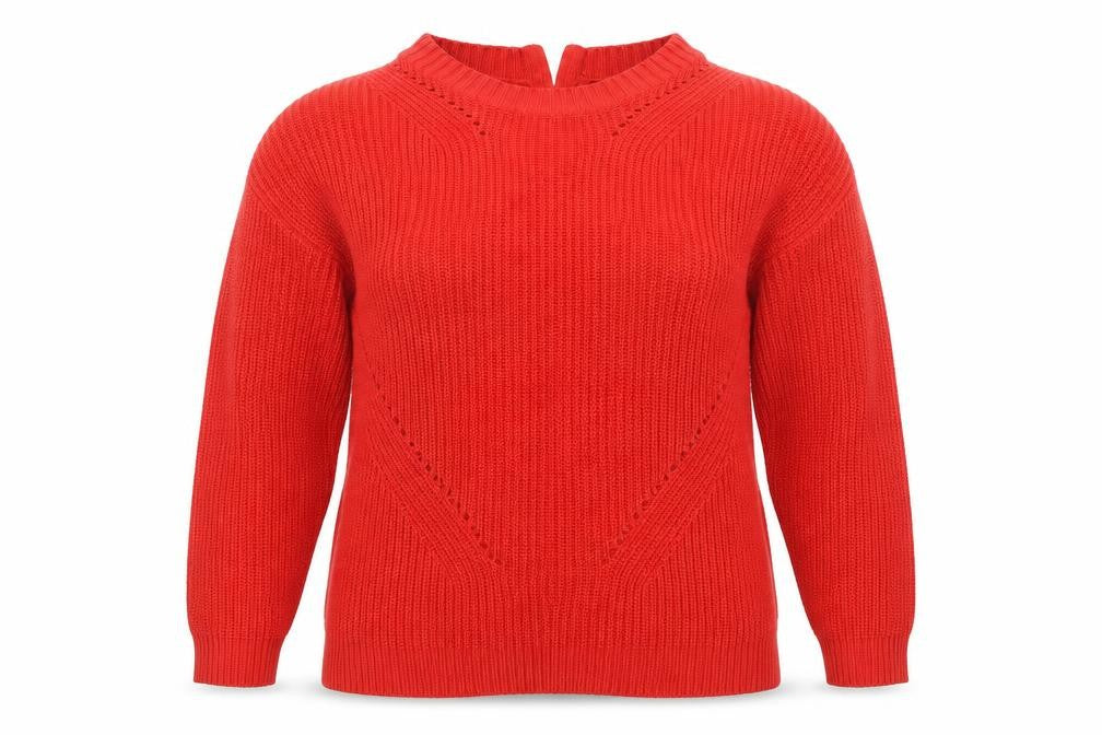 Front view of Dorothy Perkins women’s red jumper, size UK 14