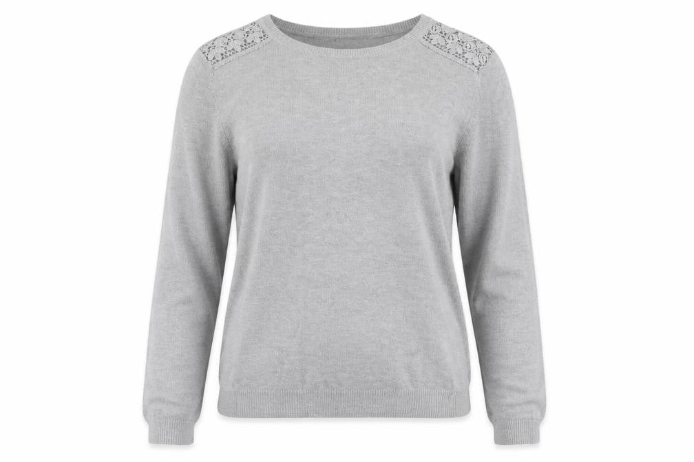 Front view of Dorothy Perkins women’s grey jumper, size UK 10